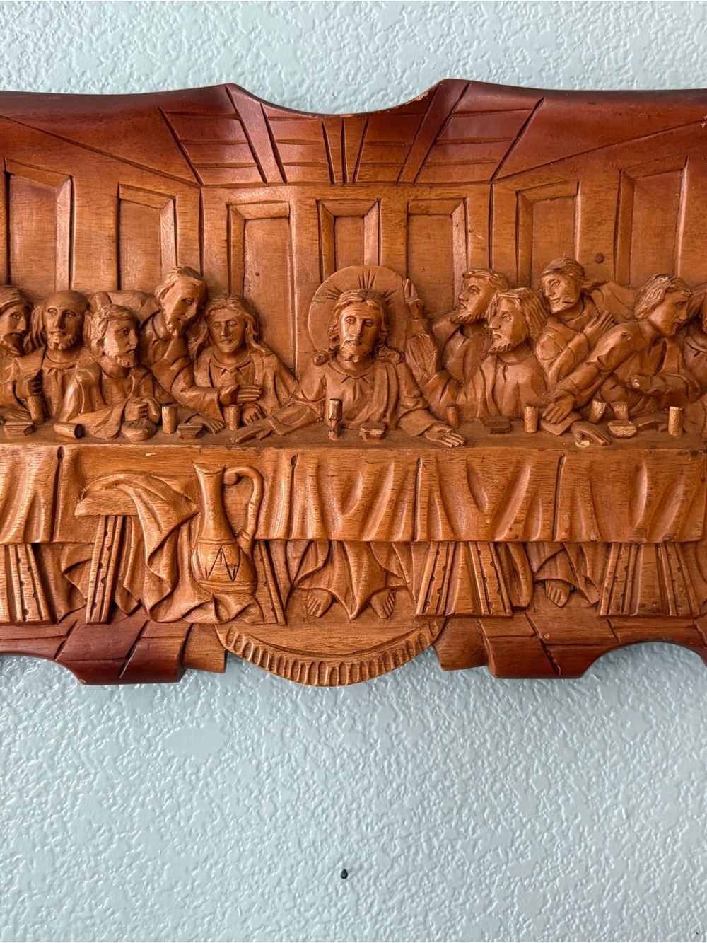 Vintage Carved Wood Last Supper Wall Décor – 25” – $75